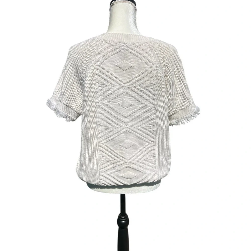 Chunky Cable Knit Sweater Boho Fringe Sleeve Women's Size M